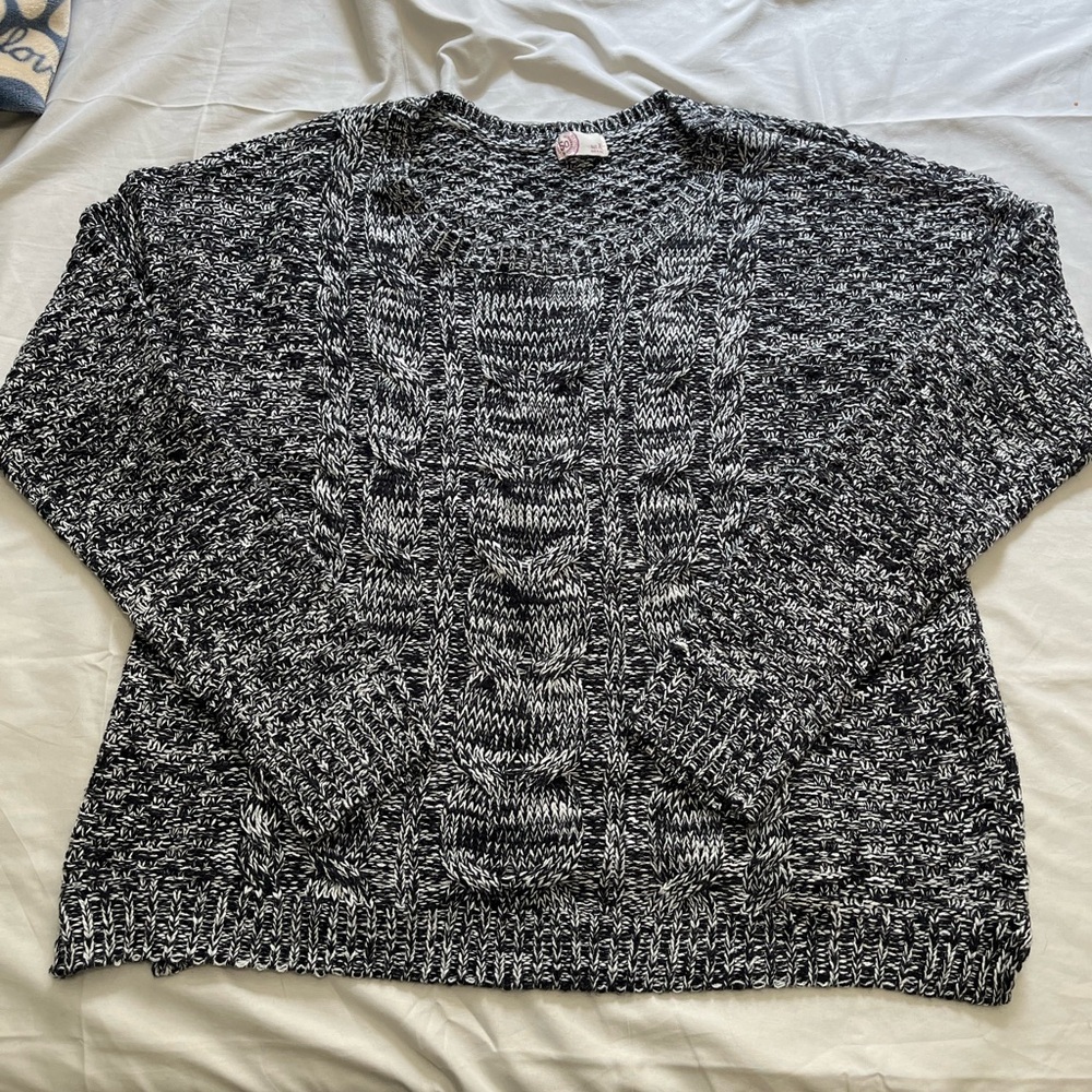 Black and white knit sweater
